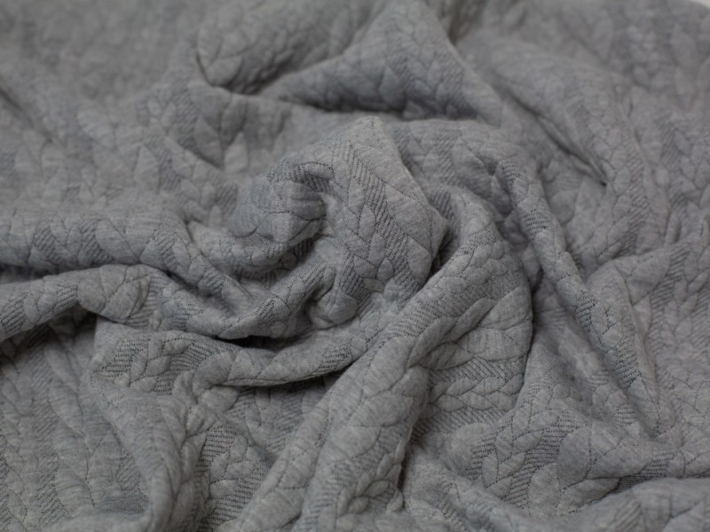 Minerva Core Range Cable Textured Stretch Knit Fabric Dusky Blue