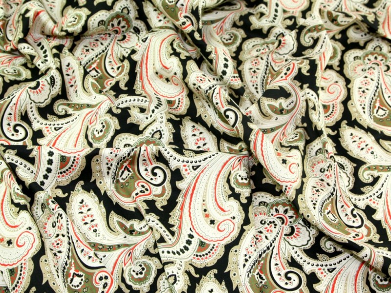 Cotton Lawn Fabric Black & Orange | Minerva
