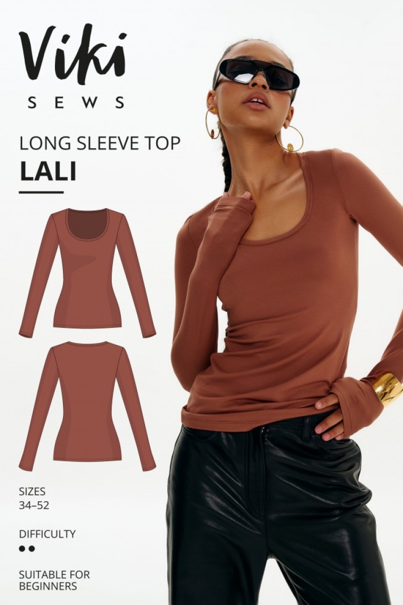 Vikisews Paper Sewing Pattern Lali Long Sleeve Top | Minerva