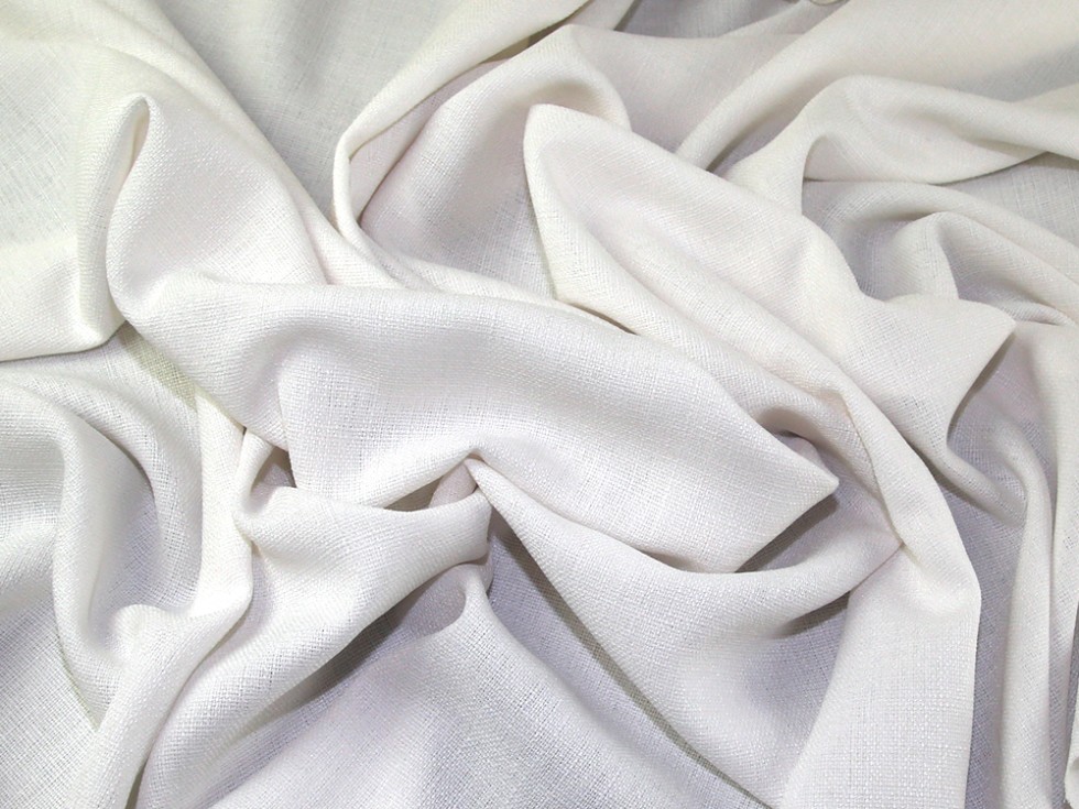 Minerva Core Range Coast Linen Look Textured Suiting Fabric White | Minerva