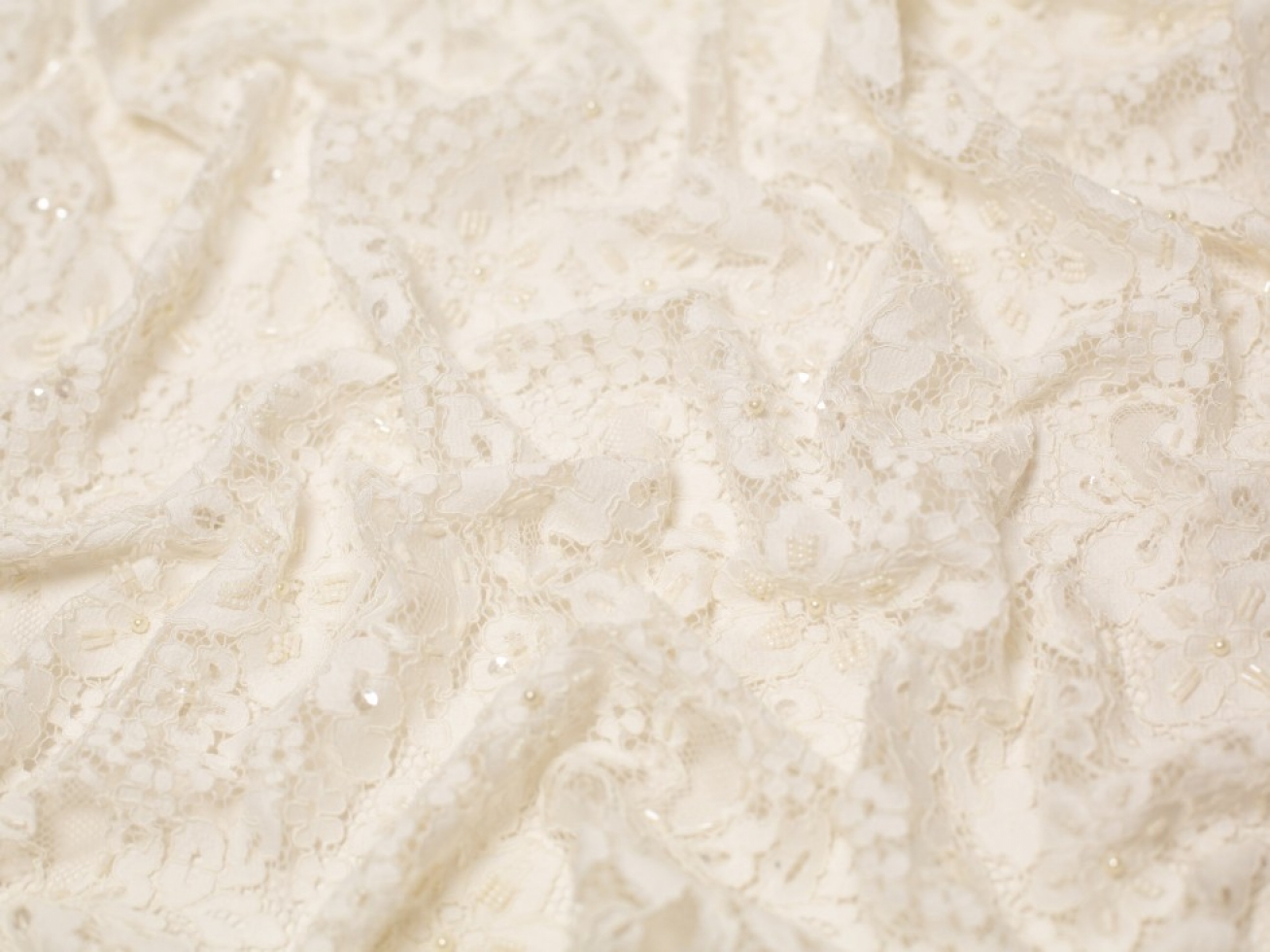 Minerva Core Range Annabel Beaded Lace Fabric Ivory