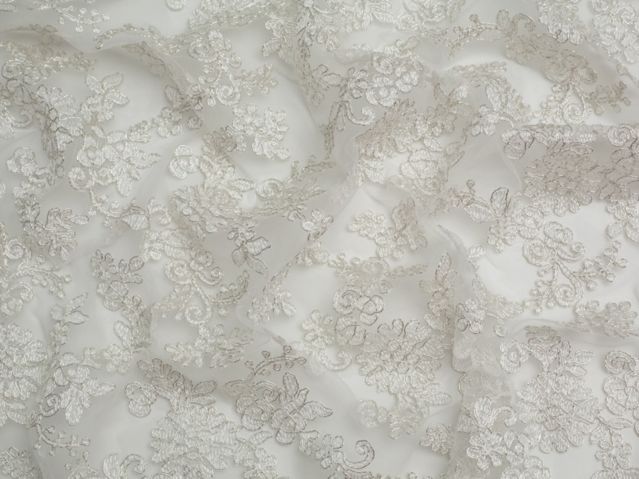 Patricia Lurex Lace Fabric Silver