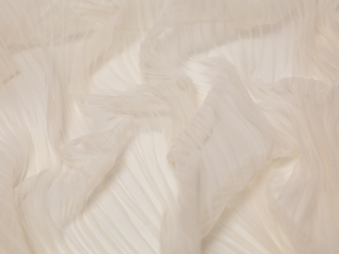 Minerva Core Range Dolce Vita Pleated Tulle Net Fabric Ivory