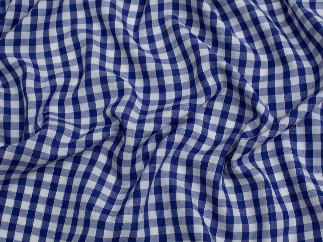 Minerva Core Range 1/4 inch Check Gingham Fabric Royal Blue