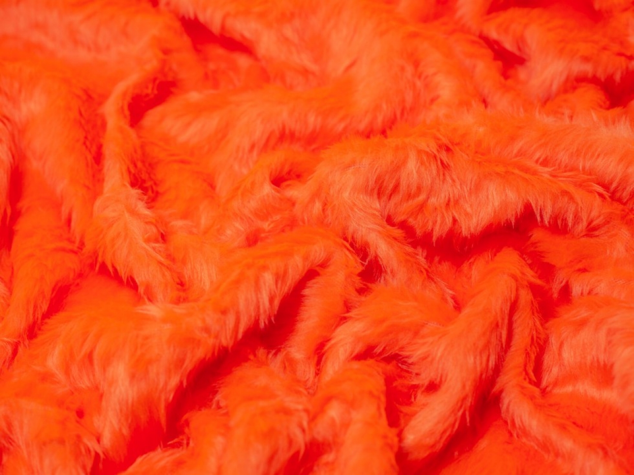 Minerva Core Range Short Pile Faux Fur Fabric Tangerine Orange