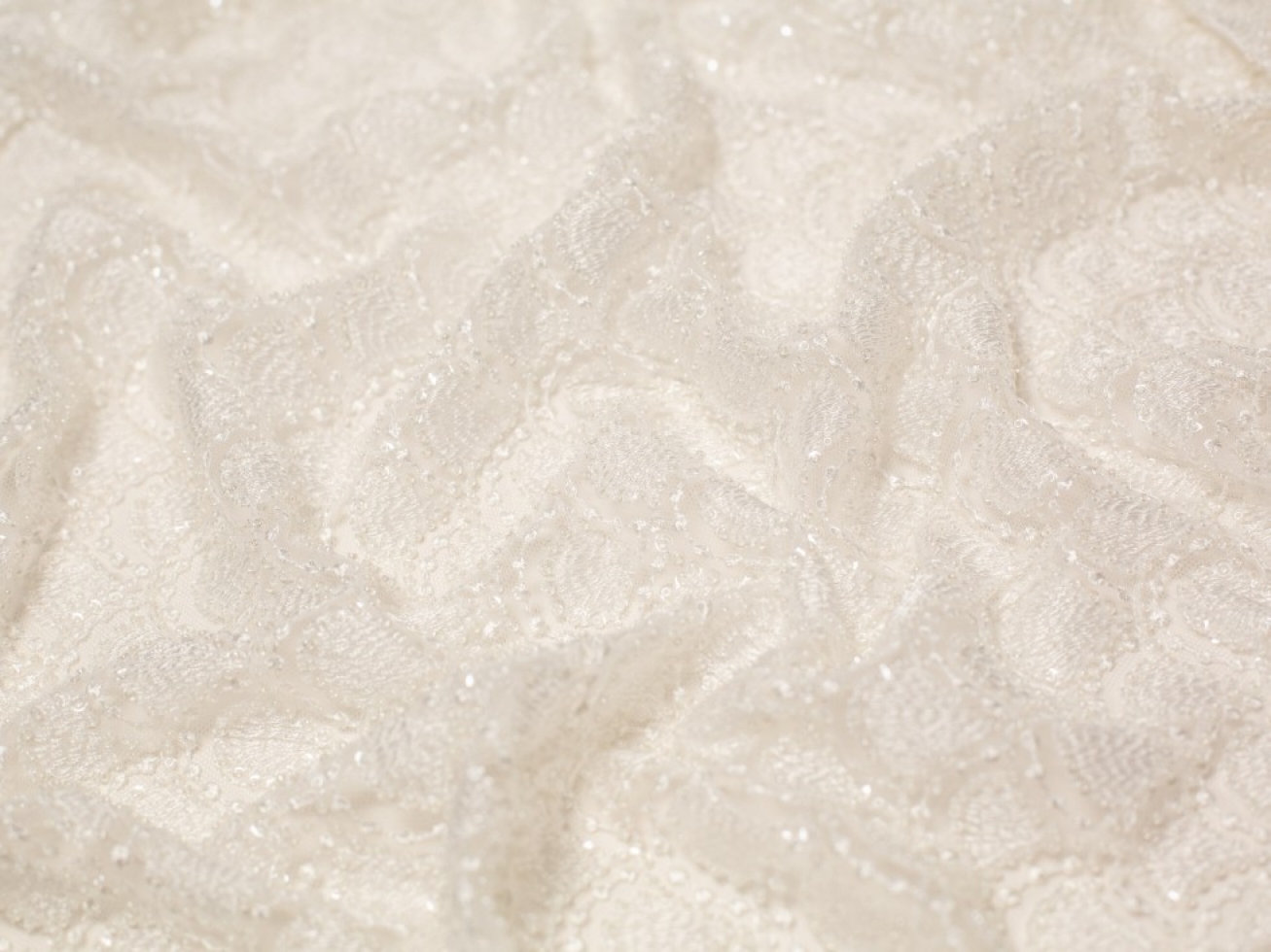 Jessica Beaded Lace Fabric Ivory
