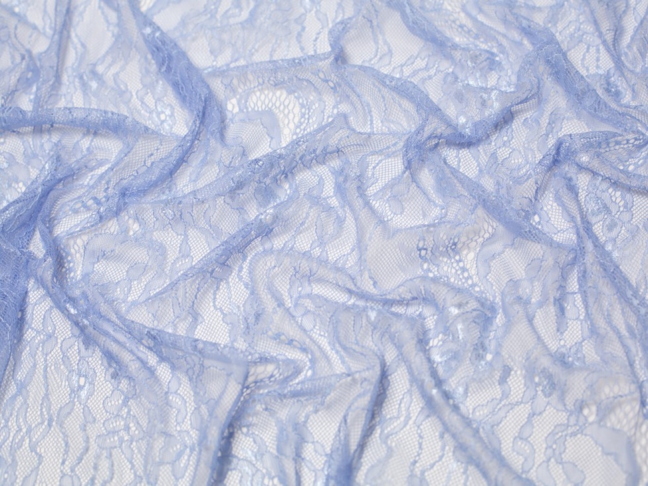 Fine Chantilly Lace Fabric Cornflower