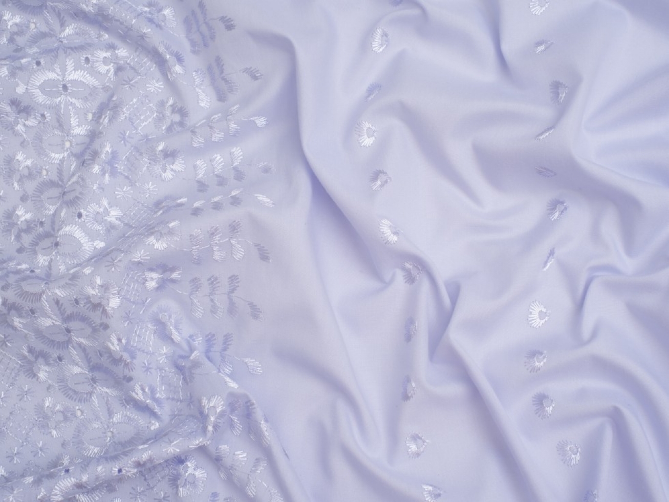 Double Border Broderie Anglaise Cotton Fabric Lilac