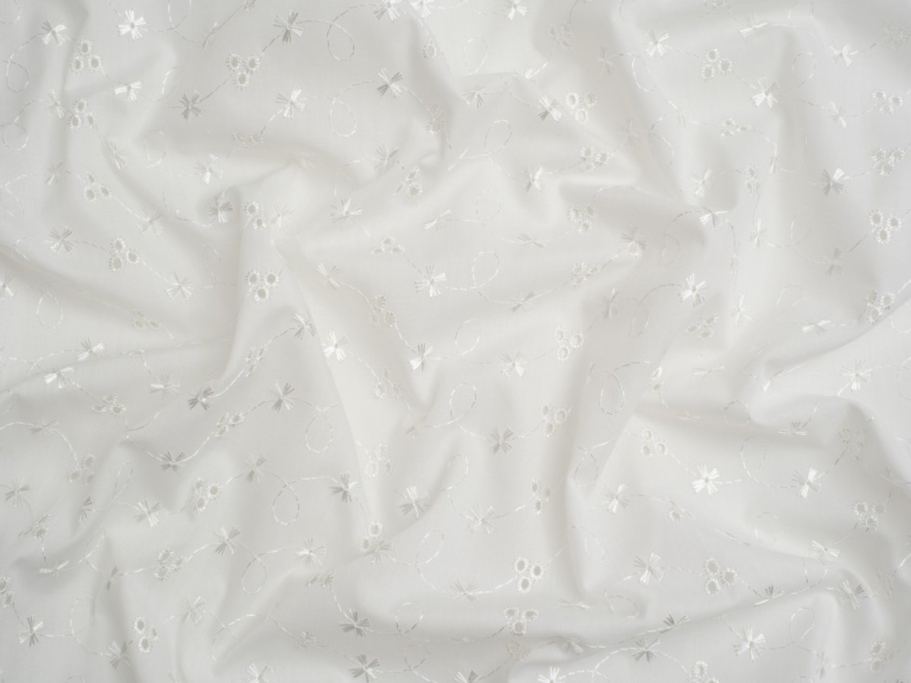 Broderie Anglaise Cotton Fabric Ivory