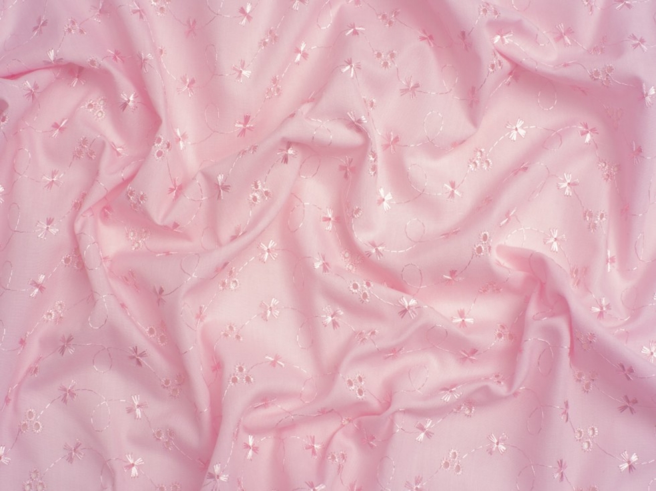 Broderie Anglaise Cotton Fabric Pink