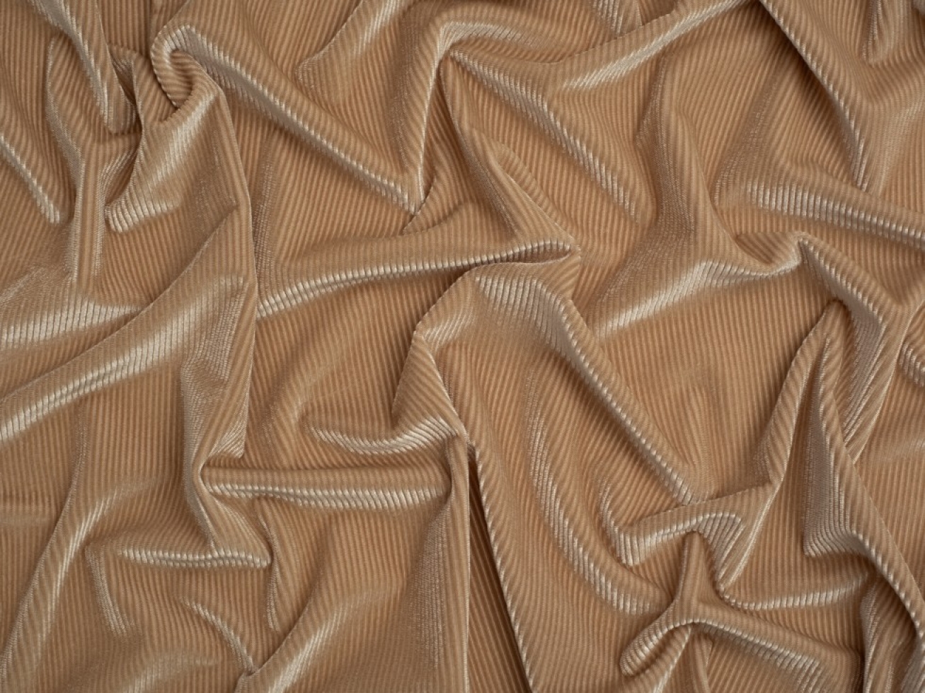 Narrow Rib Velvet Stretch Knit Fabric Gold