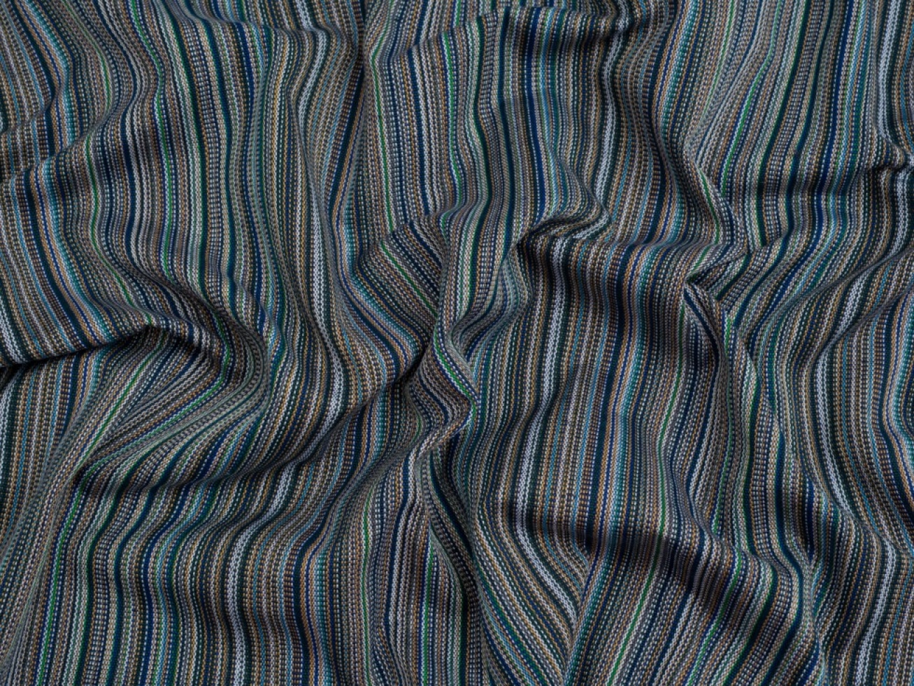 Minerva Core Range Mexico Woven Stripe Jacquard Canvas Fabric Steel Blue
