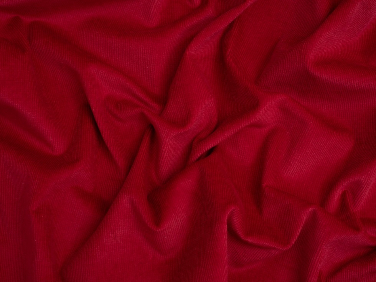 Minerva Core Range 16 Wale Stretch Woven Needlecord Fabric Dark Red