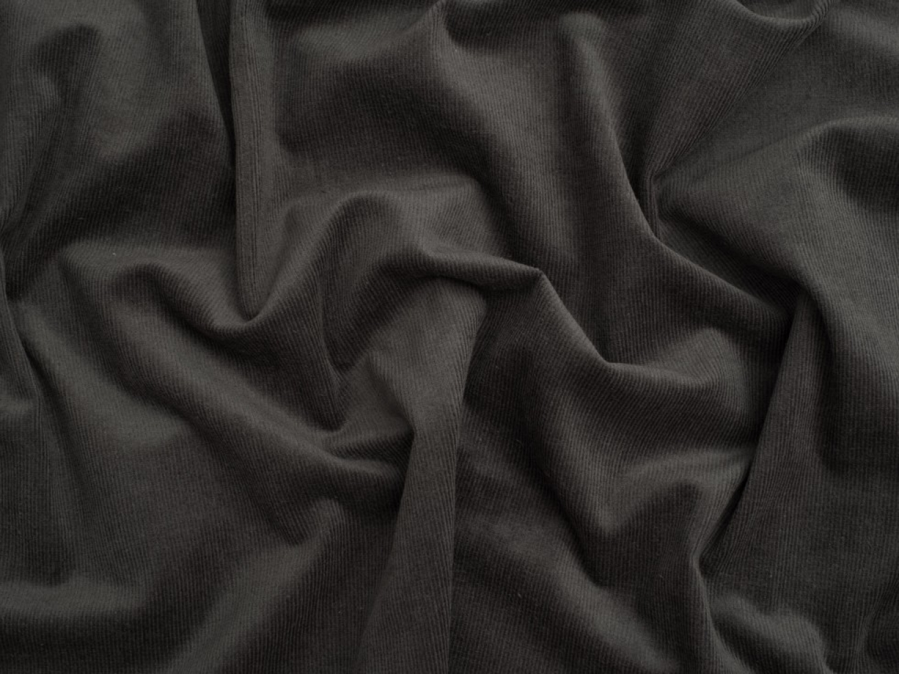 Minerva Core Range 16 Wale Stretch Woven Needlecord Fabric Dark Grey