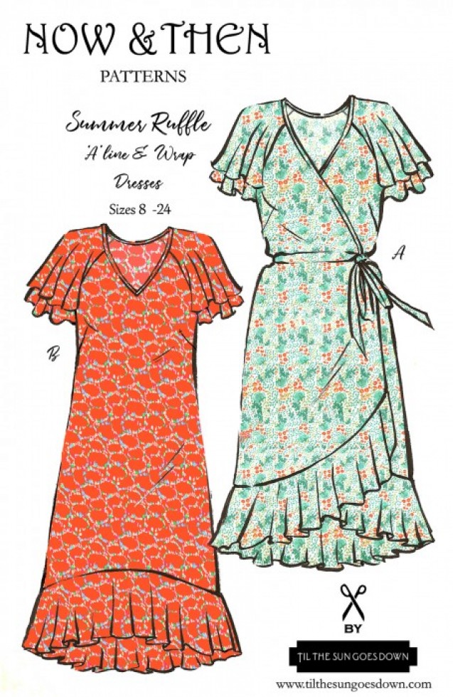 Now and Then Patterns Paper Sewing Pattern The Summer Ruffle Dress | Minerva