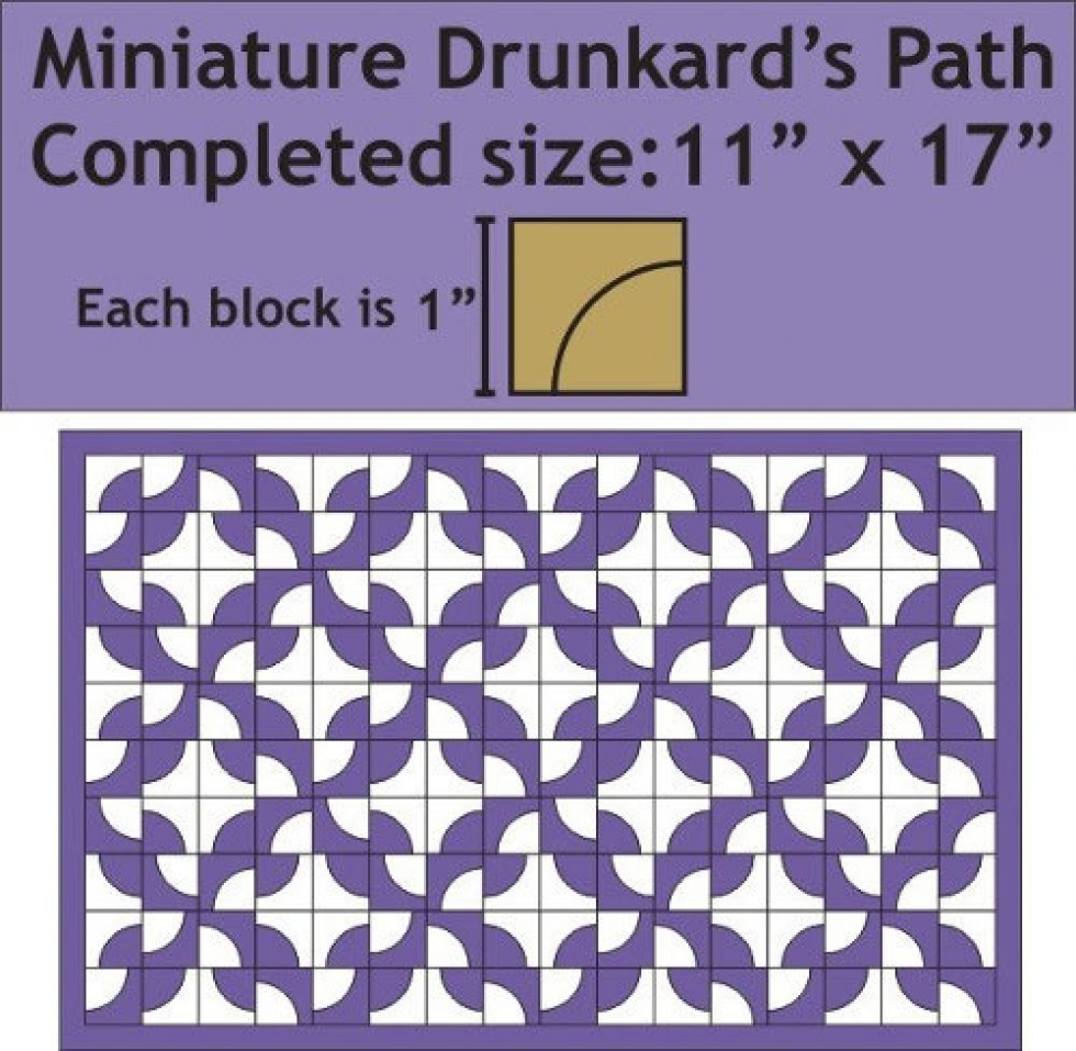 Paper Pieces EPP Quilting Pattern Miniature Drunkards Path Wall Hanging ...