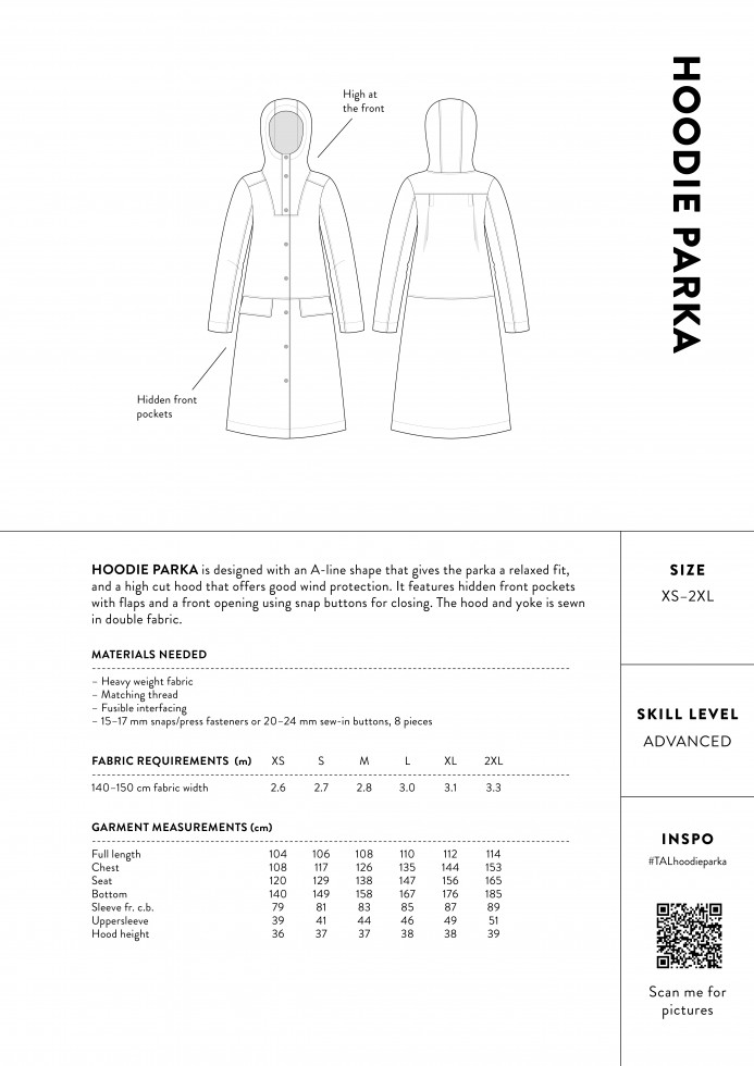 The Assembly Line Paper Sewing Pattern Hoodie Parka | Minerva