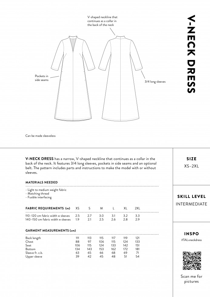 The Assembly Line Paper Sewing Pattern V Neck Dress | Minerva