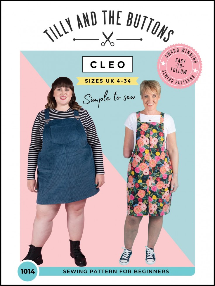 ladies pinafore dress pattern uk Tilly and the Buttons Sewing Cleo & Dungaree hot pink semi-formal dress