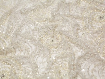 Minerva Crafts Bridal Lace Applique - Large Ivory Embroidered Couture Piece